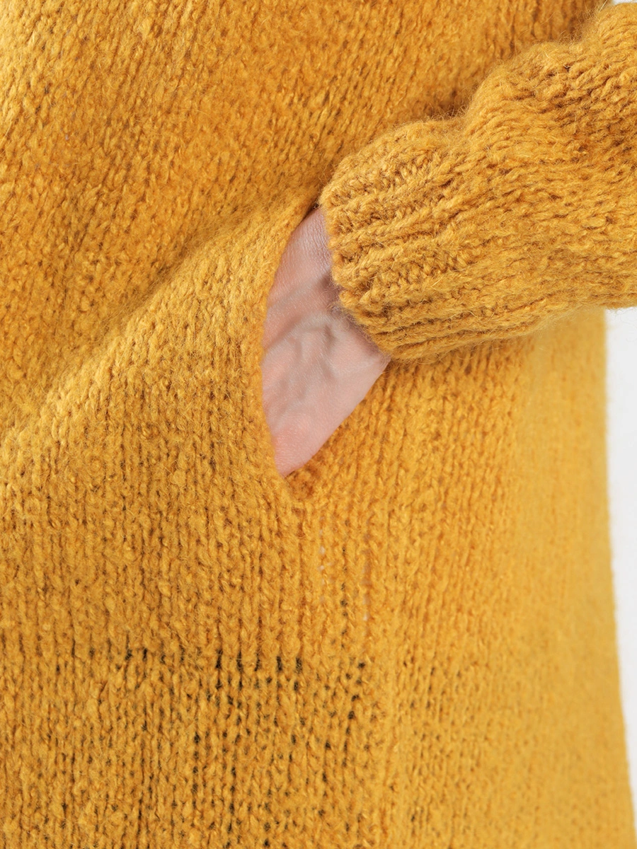 Кардиган удлиненный желтый из смесовой шерсти и мохера